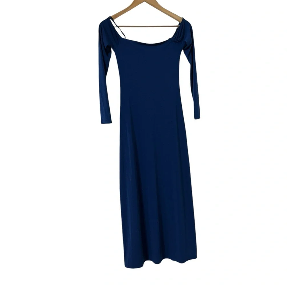 ABERCROMBIE & FITCH Blue Off Shoulder Long Sleeve Maxi Dress